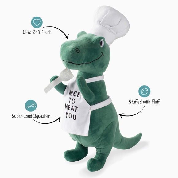 2 x 🎉 HP 🆕 King of the Grill BBQ T Rex Plush Dog Toy - Picture 2 of 8